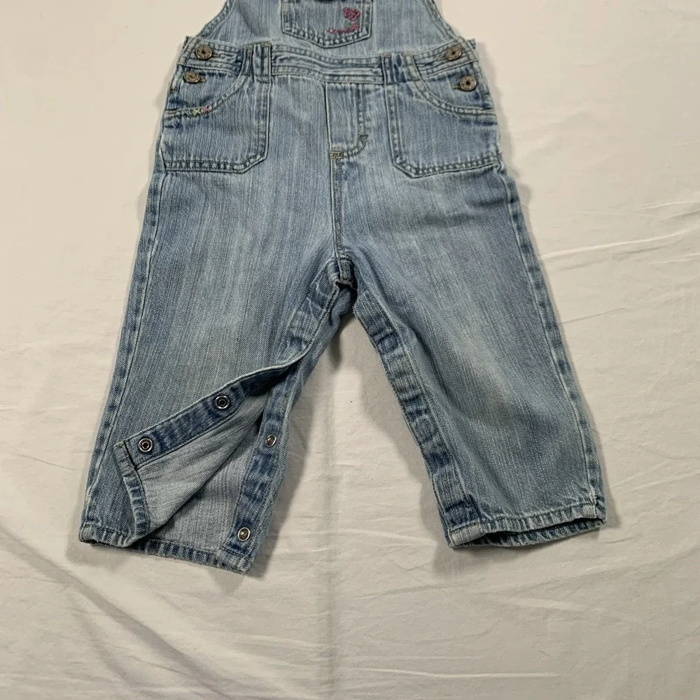 Osh Kosh B'Gosh Girls 18M Blue Jean‎ Denim Overalls Vestbak Butterfly Embroidery